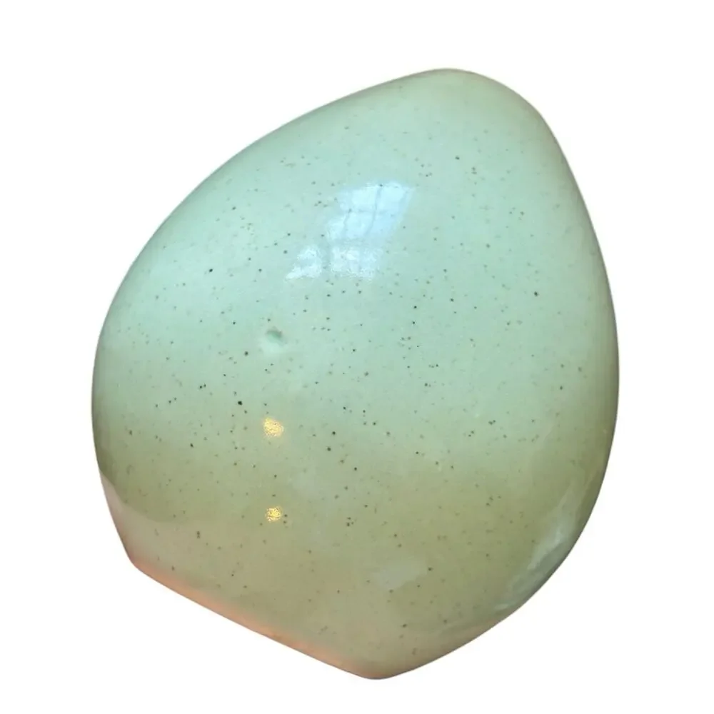 Vintage Mint Green Speckled Ceramic Bud Vase Art Pottery Egg Shape 4.5”